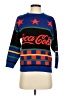 Coca-Cola 100% Acrylic Color Block Blue Pullover Sweater Size P (estimated, petite) - photo 1