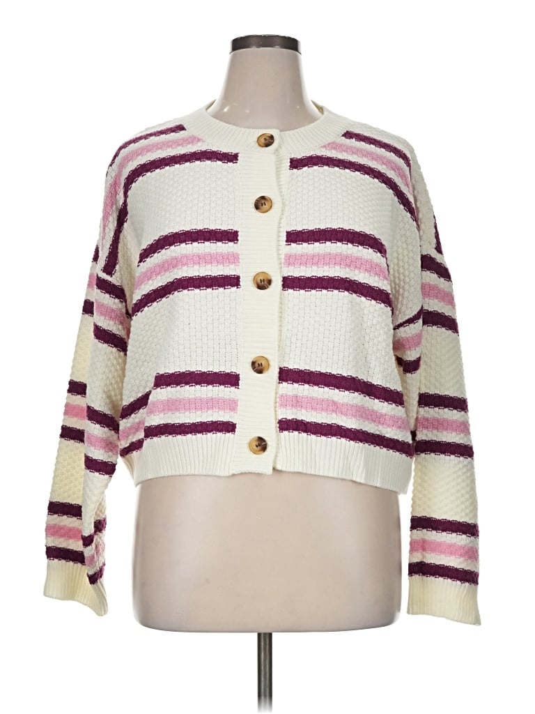 Pre-owned Pink Lily Cardigan Sweater In Ivory