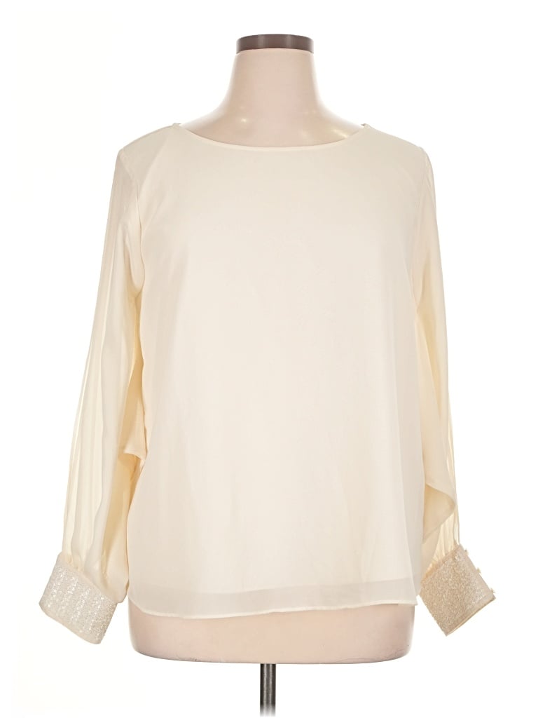 Pre-owned Jennifer Lopez Long Sleeve Blouse In Ivory