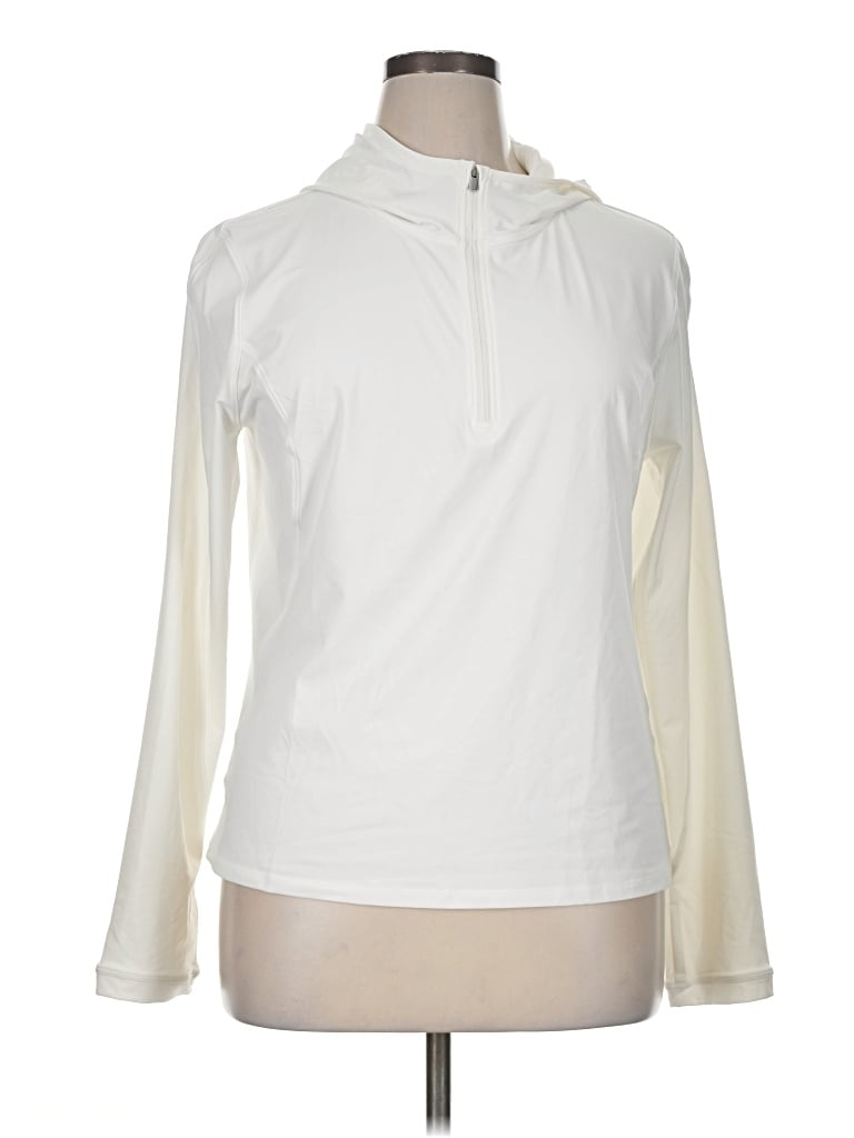 Pre-owned Athleta Fleece Jacket In White