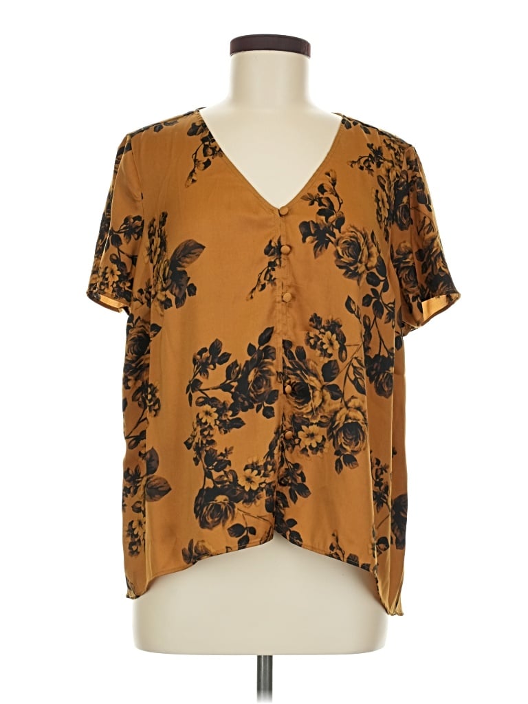 Pre-owned Torrid Short Sleeve Blouse In Brown