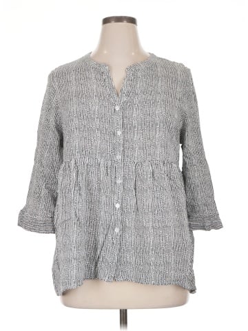 Jones & Co 3/4 Sleeve Button-Down Shirt (view 1)