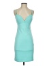 Bebe 100% Polyester Solid Teal Cocktail Dress Size XS - photo 1