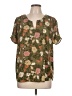 DR2 100% Polyester Floral Brown Short Sleeve Blouse Size L - photo 1