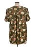 DR2 100% Polyester Floral Brown Short Sleeve Blouse Size L - photo 2