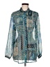 Susan Graver 100% Polyester Paisley Teal Long Sleeve Blouse Size M - photo 1