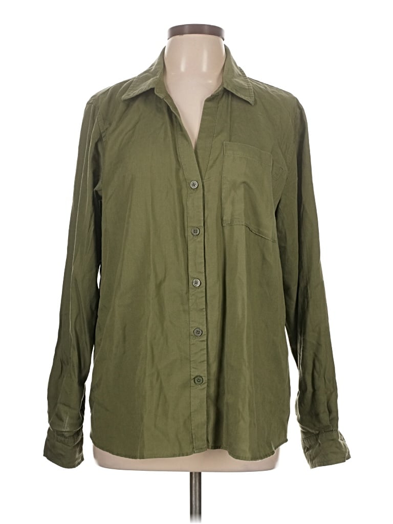 Pre-owned Knox Rose Long Sleeve Button Down Shirt In Green