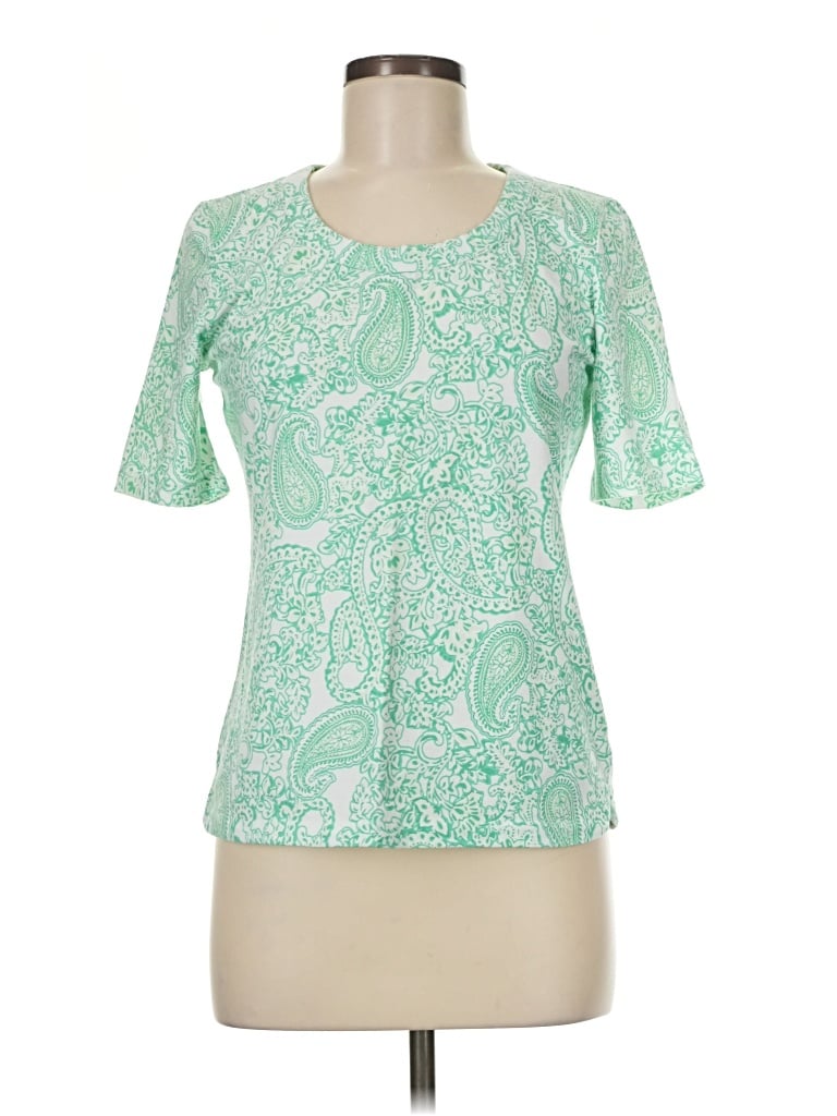 Pre-owned Talbots Short Sleeve Blouse In Green