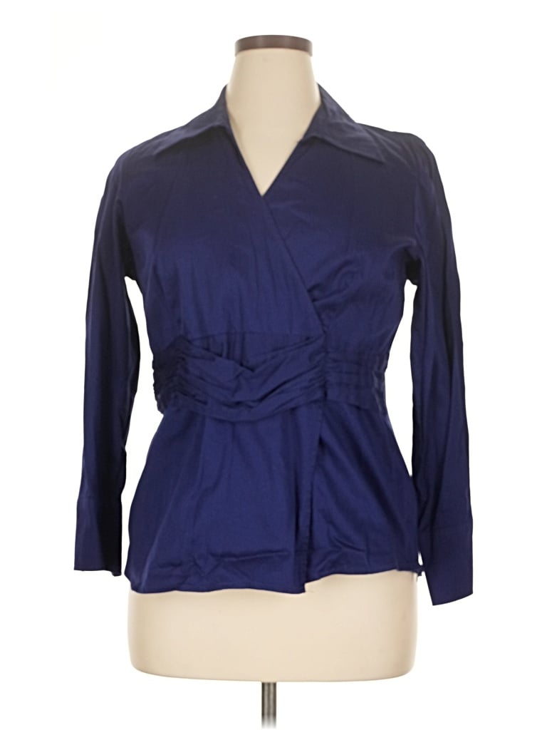 Pre-owned Apt. 9 Long Sleeve Blouse In Blue