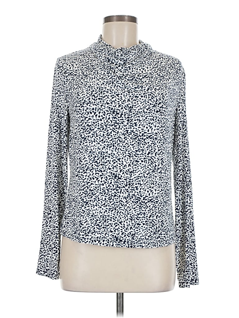 Pre-owned Nic + Zoe Long Sleeve Blouse In Blue