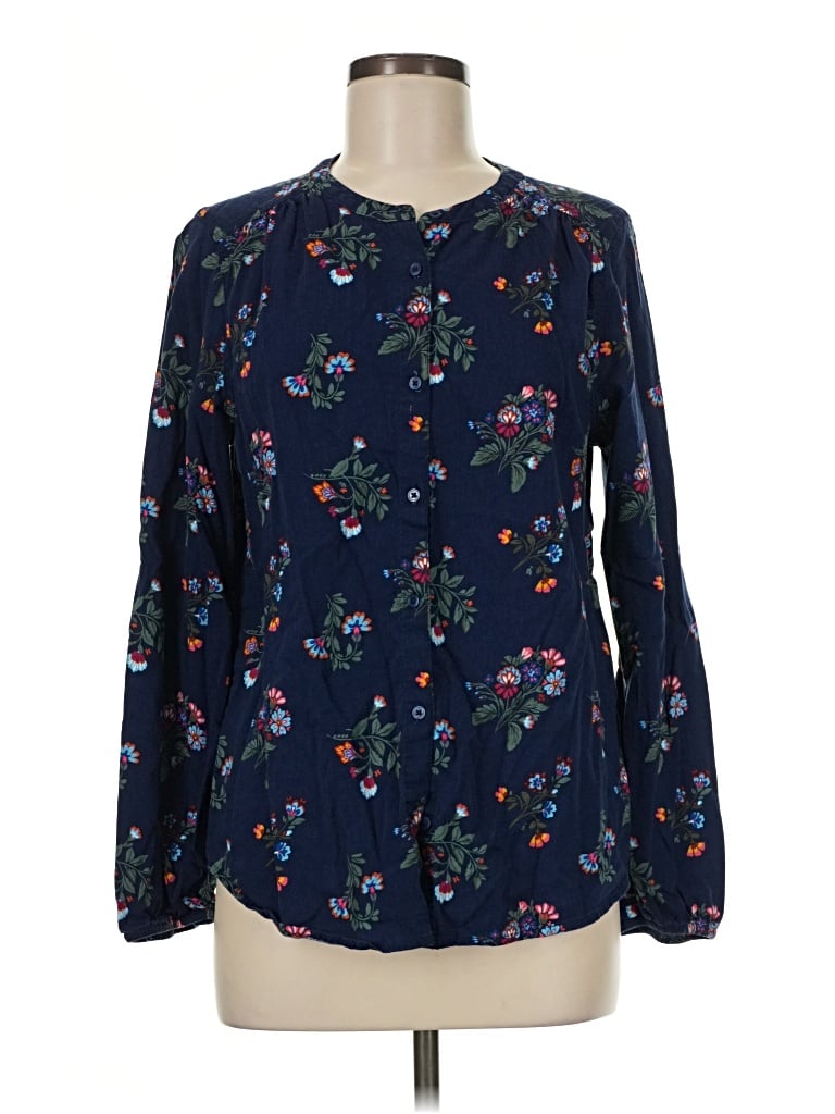 Pre-owned St. John's Bay Long Sleeve Blouse In Blue