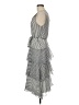 L.K. Bennett 100% Polyester Stripes Gray Casual Dress Size 8 - photo 5