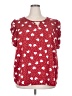 Emery Rose Hearts Red Short Sleeve Blouse Size XXXXXL - photo 1