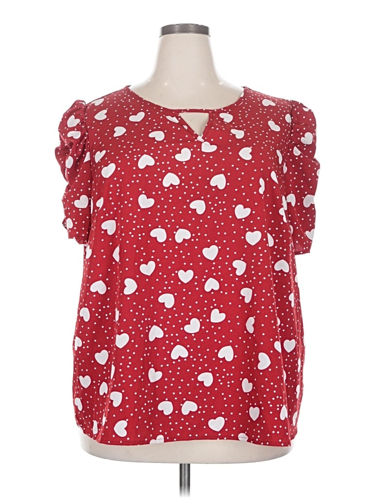 Pre-owned Emery Rose Short Sleeve Blouse In Red