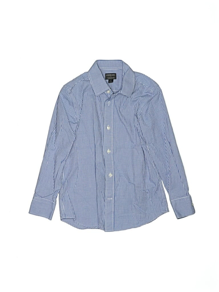 Pre-owned Crewcuts Outlet Kids' Long Sleeve Button Down Shirt In Blue