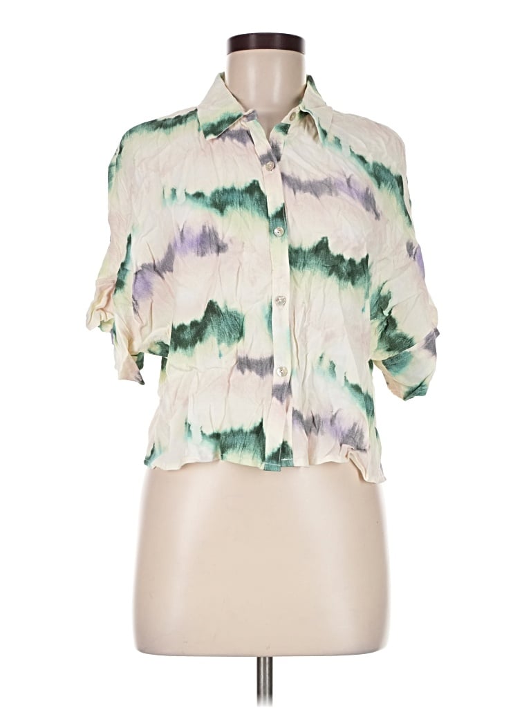 Pre-owned Zara Short Sleeve Blouse In Ivory