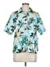 Shein 100% Polyester Tropical Teal Short Sleeve Blouse Size M - photo 1