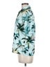 Shein 100% Polyester Tropical Teal Short Sleeve Blouse Size M - photo 5