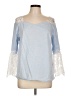 Neiman Marcus 100% Cotton Blue 3/4 Sleeve Blouse Size L - photo 1