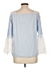Neiman Marcus 100% Cotton Blue 3/4 Sleeve Blouse Size L - photo 2