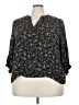 Monday Fun 100% Rayon Floral Black 3/4 Sleeve Blouse Size 3X - photo 1