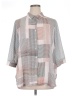 Rose + Olive Color Block Gray 3/4 Sleeve Button-Down Shirt Size 1X - photo 1