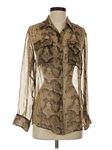 Equipment Long Sleeve Silk Top (view 1)