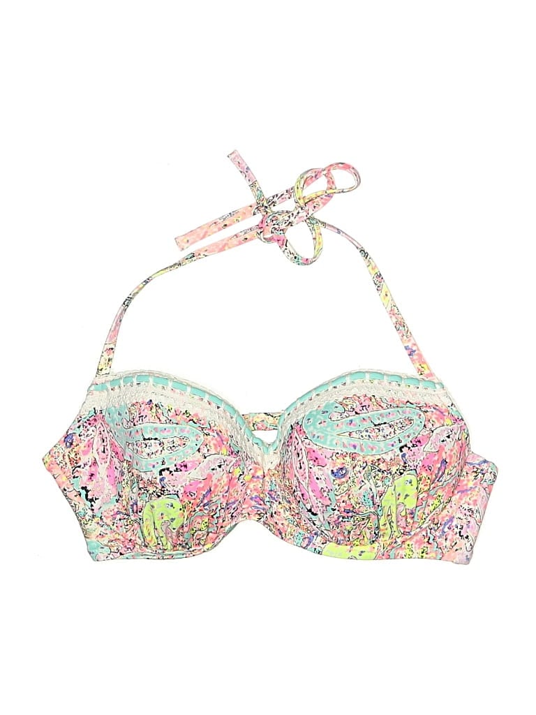 Pre-owned Shade & Shore Swimsuit Top Pink Paisley Pattern Swimwear