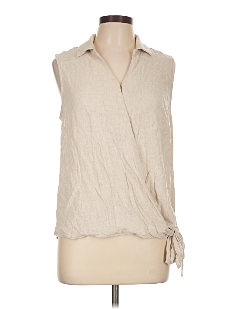 Pre-owned Market & Spruce Sleeveless Button Down Shirt In Tan