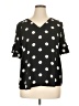 Worthington 100% Polyester Polka Dots Black Short Sleeve Blouse Size XL - photo 1
