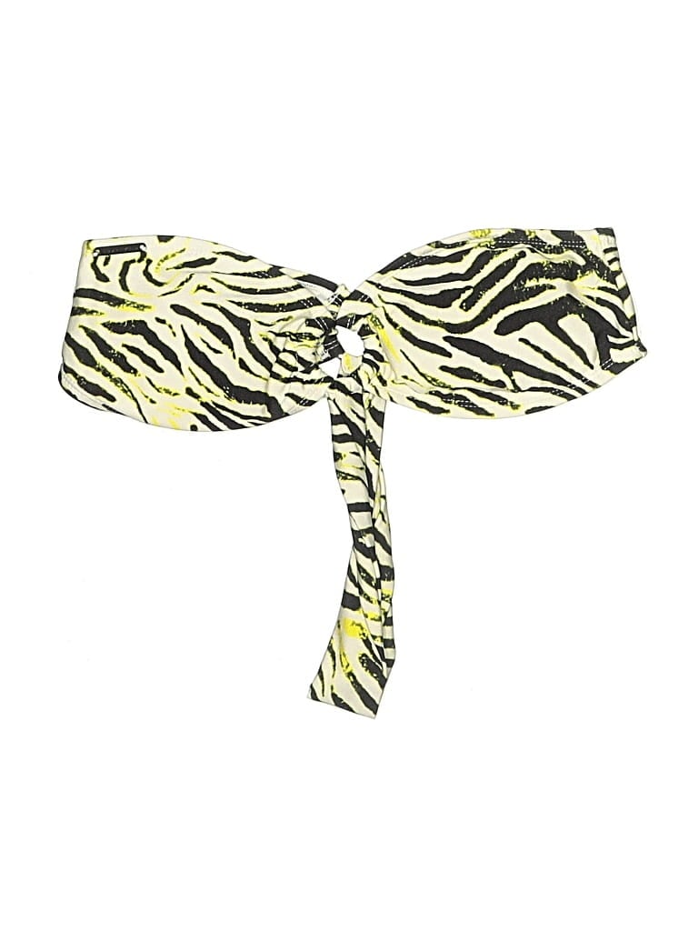 Pre-owned Kendall & Kylie Swimsuit Top Yellow Animal Print Pattern Swimwear