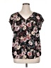 Halogen Floral Black Short Sleeve Blouse Size XL - photo 1