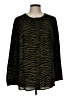 Lane Bryant 100% Polyester Animal Print Green Long Sleeve Blouse Size 12 - photo 1