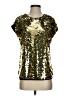 Halogen 100% Polyester Metallic Gold Short Sleeve Top Size XS - photo 1