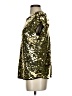 Halogen 100% Polyester Metallic Gold Short Sleeve Top Size XS - photo 5