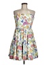 Lavender Brown Floral White Cocktail Dress Size M - photo 1
