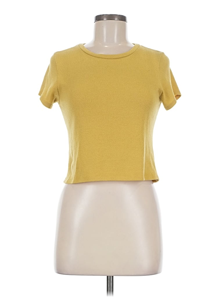 Pre-owned Jolie Short Sleeve Top Yellow Crew Neck Tops