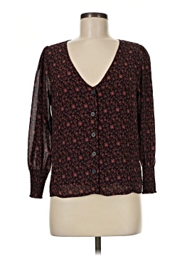 Madewell (Re)sourced Georgette Smocked-Cuff Button-Front Top in Orchard Floral