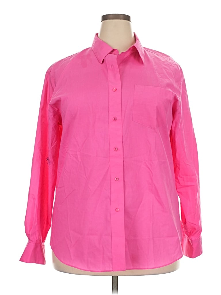 Pre-owned Foxcroft Long Sleeve Button Down Shirt In Pink