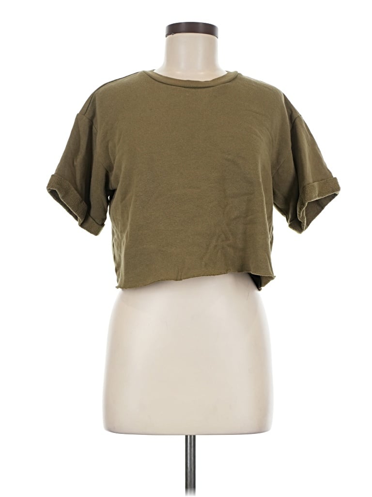 Pre-owned Forever 21 Short Sleeve Top Green Crew Neck Tops
