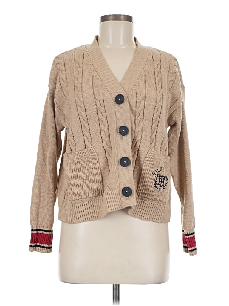 Pre-owned Tommy Hilfiger Cardigan Sweater In Tan