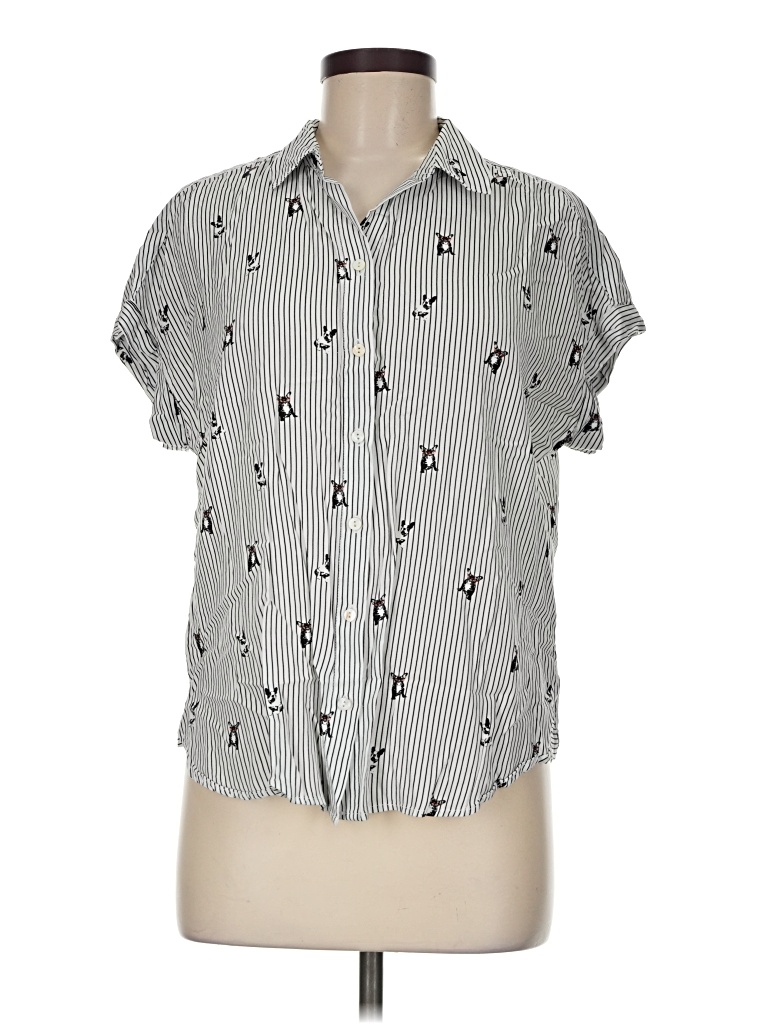 Pre-owned Jane And Delancey Short Sleeve Button Down Shirt In Gray