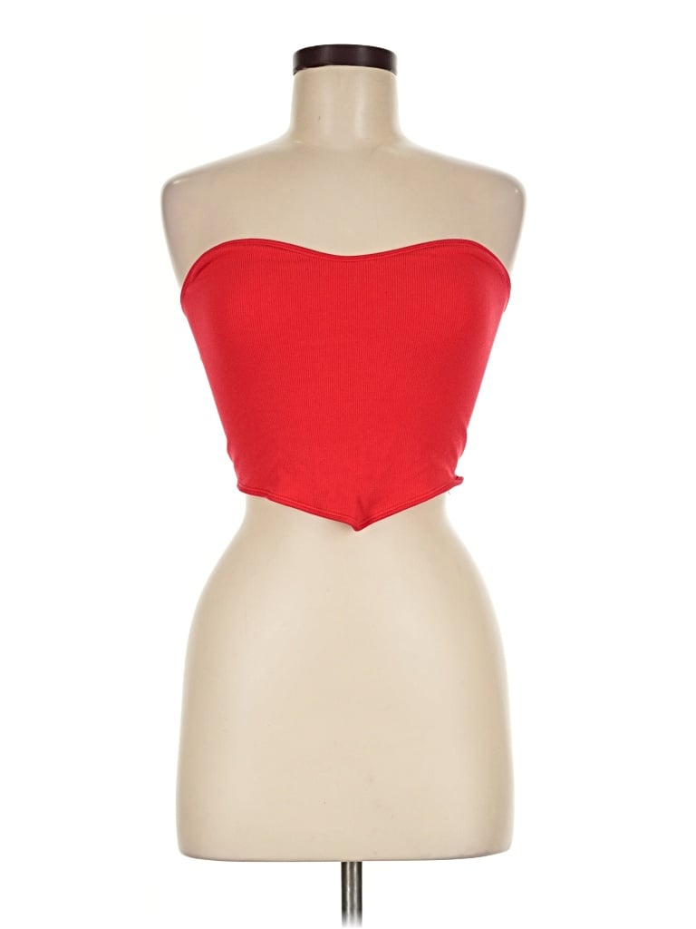 Pre-owned Anwnd Tube Top Red Strapless Neckline Tops