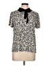 CeCe Animal Print Ivory Short Sleeve Blouse Size L - photo 1