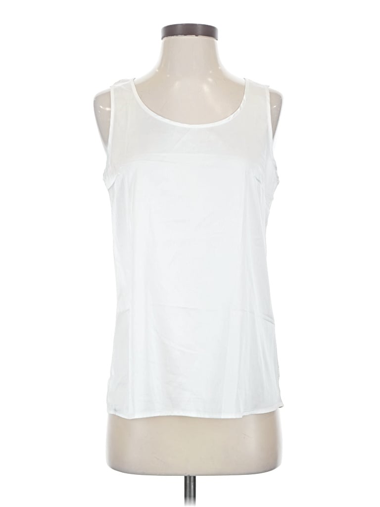 Pre-owned Zeagoo Sleeveless Top White Scoop Neck Tops