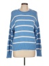 Caslon 100% Pima Cotton Stripes Blue Pullover Sweater Size L - photo 1
