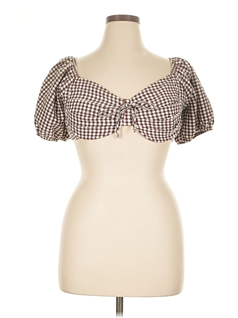 Pre-owned Wild Fable Short Sleeve Blouse In Brown