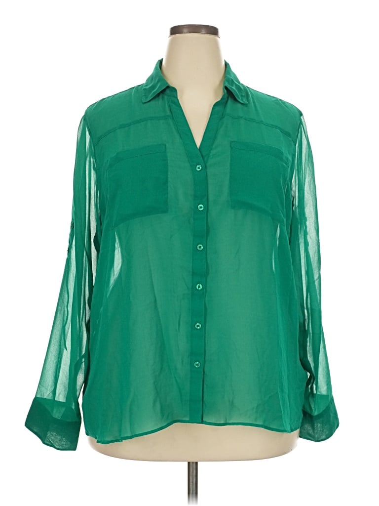Pre-owned Nicole Miller 3/4 Sleeve Blouse In Green