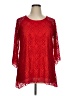 Brittany Black 100% Polyester Red 3/4 Sleeve Top Size 1X - photo 1