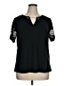 Daisy Fuentes Black Short Sleeve Blouse Size 1X - photo 1
